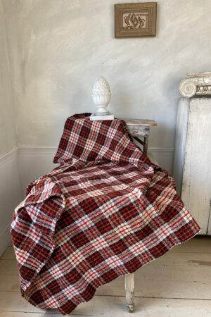 Antique Handwoven Plaid Wool Blanket A Timeless European Heirloom for Your Home