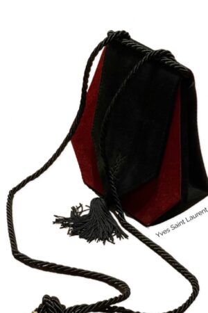 FW/1976 Yves Saint Laurent YSL Suede Black Red Evening Bag A Vintage Masterpiece from the Opera Ballets Russes Collection