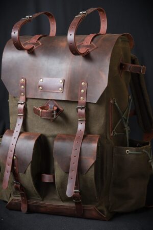 Genuine Leather and Waxed Canvas Backpack Your Rugged Companion for Adventure