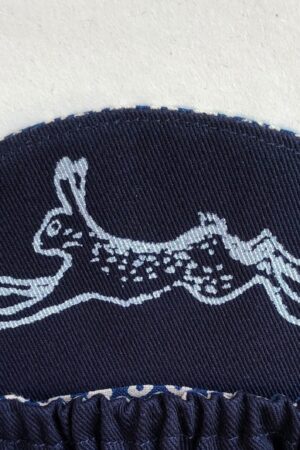 Tortoise and Hare Cycling Cap Japanese Cotton, Handmade, Four-Panel, Navy Seigaiha Wave Pattern