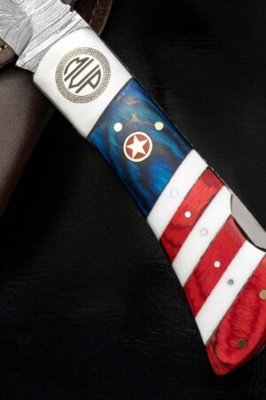 American Flag Damascus Folding Knife A Patriotic Symbol of Strength and Honor