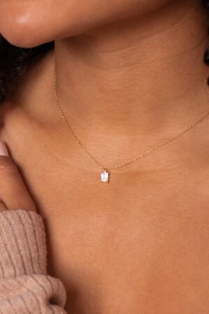 Caitlyn's Minimalist Emerald Cut Diamond Necklace A Timeless Treasure for Bridesmaids and Beyond