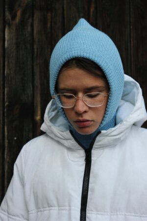 Cozy and Warm Alpaca Wool Balaclava in Light Blue for Winter Adventures