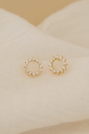 Caitlyn Minimalist Diamond Sun Earrings Geometric Crystal Studs for Bridal Elegance (ER199)