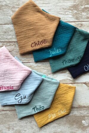 Personalized Embroidered Baby Bibs Custom Name, Bandana, and Birthday Bibs for Neutral Baby Showers