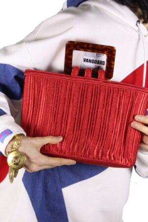 YVES SAINT LAURENT Ribe Gauche Vintage 1990s Red Passementerie Shoulder Bag