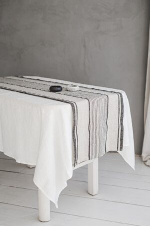 Striped Linen Table Runner Elevate Your Dining with French Elegance