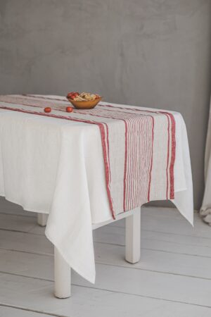 Striped Linen Table Runner Elevate Your Dining with French Elegance