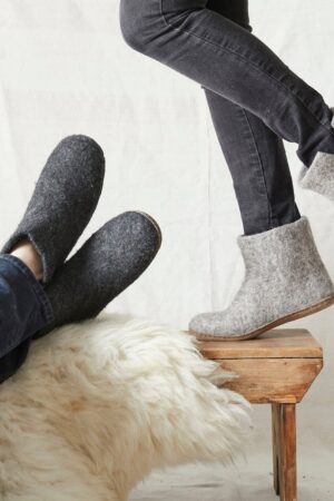 Cozy Comfort Fair Trade Eco Felt Slipper Boots with Suede Soles for All