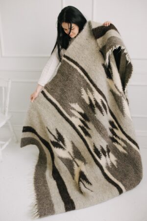 Rustic Ukrainian Lizhnyk Wool Throw Blanket Cozy Warmth for Your Bed