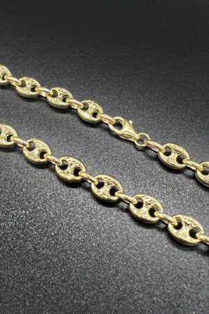 10K Real Yellow Gold Puffed Mariner Chain Anchor Link Necklace A Statement of Bold Elegance