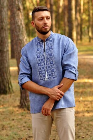 Embroidered Ukrainian Linen Shirt for Men A Traditional Item from Ukraine