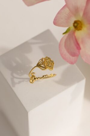 Birth Flower Name Ring Personalized Floral Jewelry for a Timeless Statement