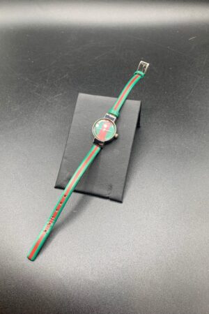 Vintage GUCCI Women's Watch Iconic Red and Green Stripe, Fully Functional