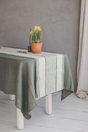 Striped Linen Table Runner Elevate Your Dining with French Elegance