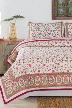 Jaipuri Block Print Quilt Handcrafted Floral Razai for a Vibrant Bohemian Retreat