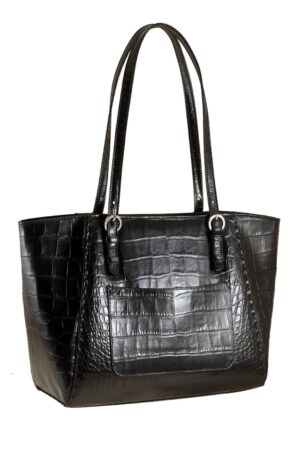 AMY The Ultimate Black Croc Leather Tote for Women | Ethically Crafted