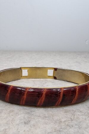 Vintage 1980s Gucci Style Burgundy Snake Skin Leather Chain Bracelet