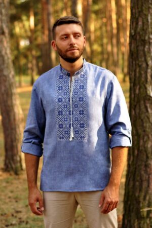 Embroidered Ukrainian Linen Shirt for Men A Traditional Item from Ukraine