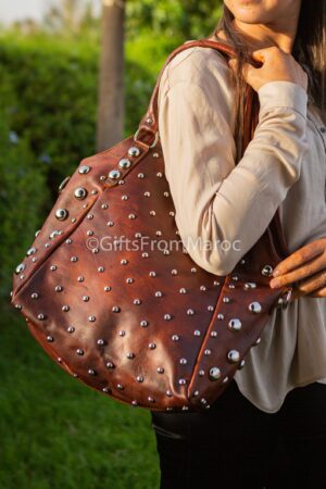 Polka Dot Studded Leather Tote A Timeless Statement for Everyday Style