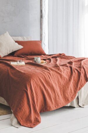 Organic Linen Bedspread Softened Heavyweight Linen Coverlet for a Luxurious Night's Sleep