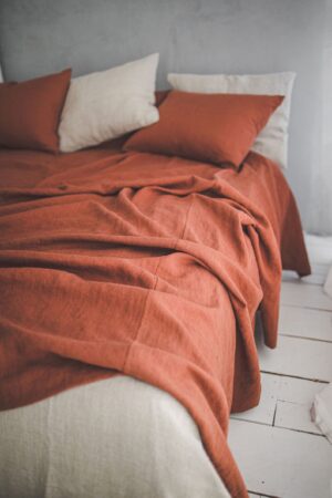 Organic Linen Bedspread Softened Heavyweight Linen Coverlet for a Luxurious Night's Sleep