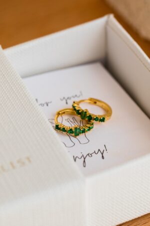 Emerald Elegance Caitlyn's Baguette Hoops for Everyday Glamour