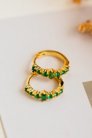 Emerald Elegance Caitlyn's Baguette Hoops for Everyday Glamour