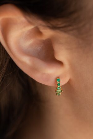 Emerald Elegance Caitlyn's Baguette Hoops for Everyday Glamour