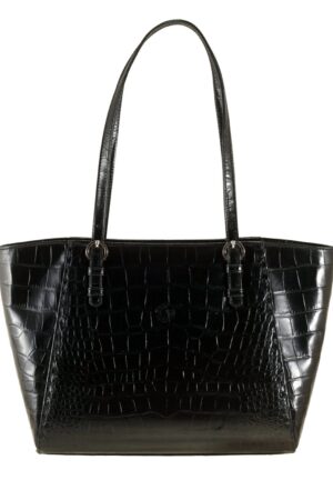 AMY The Ultimate Black Croc Leather Tote for Women | Ethically Crafted