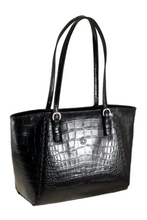 AMY The Ultimate Black Croc Leather Tote for Women | Ethically Crafted