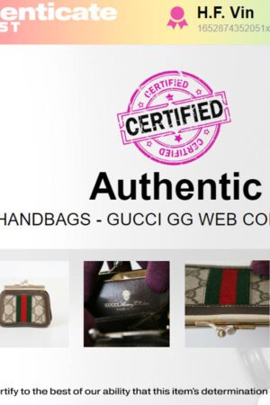 Authentic Gucci GG Web Sherry Line Kiss Lock Coin Wallet