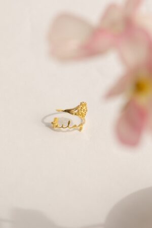 Birth Flower Name Ring Personalized Floral Jewelry for a Timeless Statement