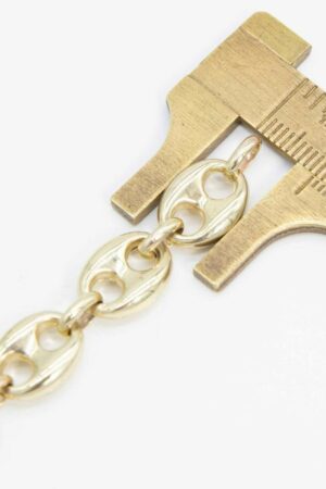 10mm Puffed Mariner Anchor Link Chain Bracelet 9" of Pure 10K Yellow Gold Elegance