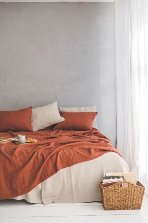 Organic Linen Bedspread Softened Heavyweight Linen Coverlet for a Luxurious Night's Sleep