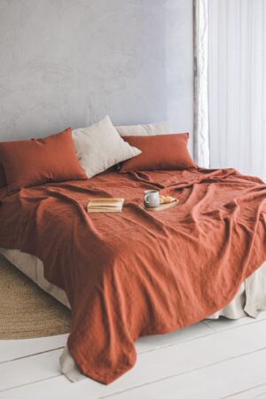 Organic Linen Bedspread Softened Heavyweight Linen Coverlet for a Luxurious Night's Sleep