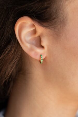 Emerald Elegance Caitlyn's Baguette Hoops for Everyday Glamour