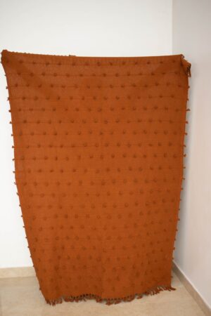 Cozy Rust Loops Handwoven Chunky Cotton Throw Blanket for Warmth and Style