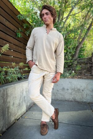 Unveiling the Epitome of Comfort and Style Men's Woven Long Sleeve - 100% Natural Cotton for Unrivaled Elegance and Durability