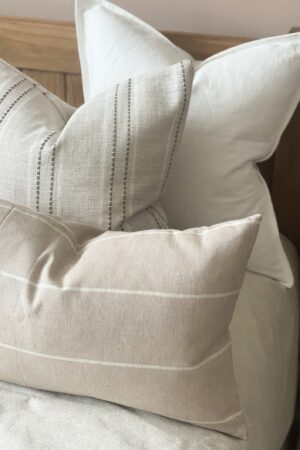 Cozy Comfort Ella Oatmeal Stripe Cushion with Luxurious Duck Feather Pad