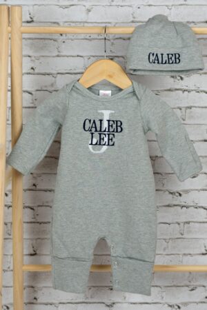 Welcome Home, Little Prince Monogrammed Footie for Newborn Photos and Baby Showers