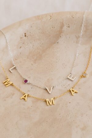 Personalized Gemstone Letter Necklace Birthstone Initial Jewelry for Her