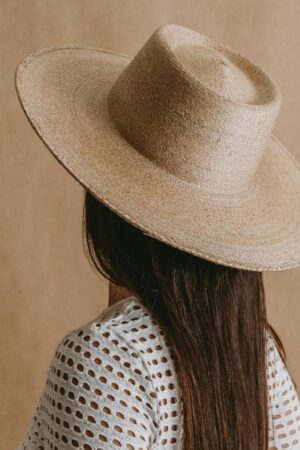 Premium Palm Straw Boater Hat Wide, Stiff Brim for Summer Weddings and Cottagecore Style