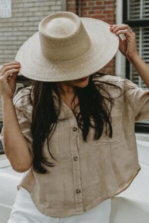 Palm Straw Boater Hat Wide-Brimmed Elegance for Weddings and Special Occasions