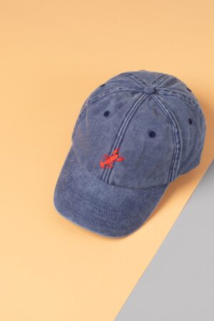 Embroidered Lobster Vintage Washed Baseball Cap Unisex Cotton Hat with Coastal Charm