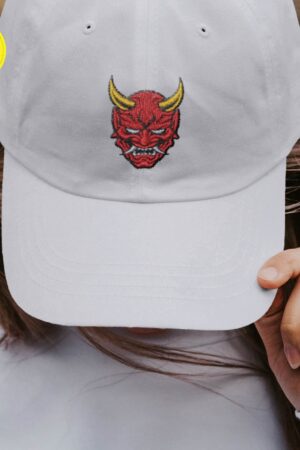 Embroidered Hannya Mask Baseball Cap Unleash Your Inner Demon with Style