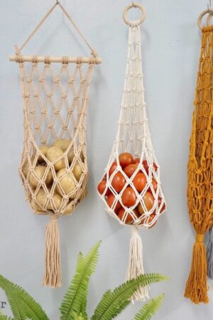 Macrame Hanging Fruit Basket Stylish and Practical Kitchen Storage for Fruits and Vegetables