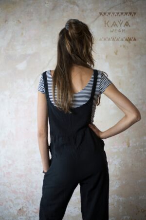 Bohemian Handmade Dungarees Jumpsuit A Symphony of Colors (Black, Rust, Red, Curry, Blue, Gray)