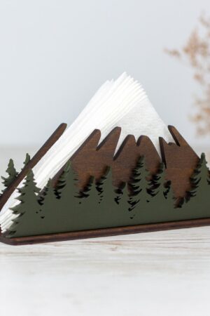 Rustic Mountainscape Wooden Napkin Holder Elevate Your Tabletop with Nature's Charm