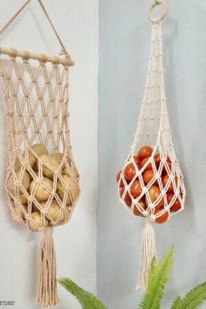 Macrame Hanging Fruit Basket Stylish and Practical Kitchen Storage for Fruits and Vegetables